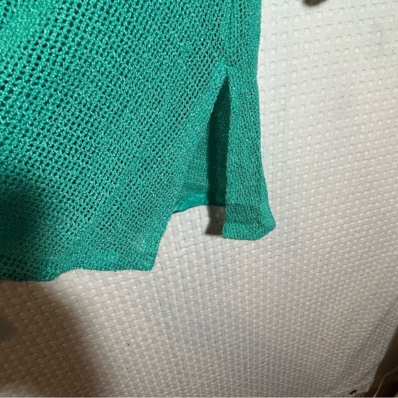 Masai Size S Cover Up Cardigan Mesh Open Weave Knit 2-Buttons Pockets Green - Picture 10 of 12